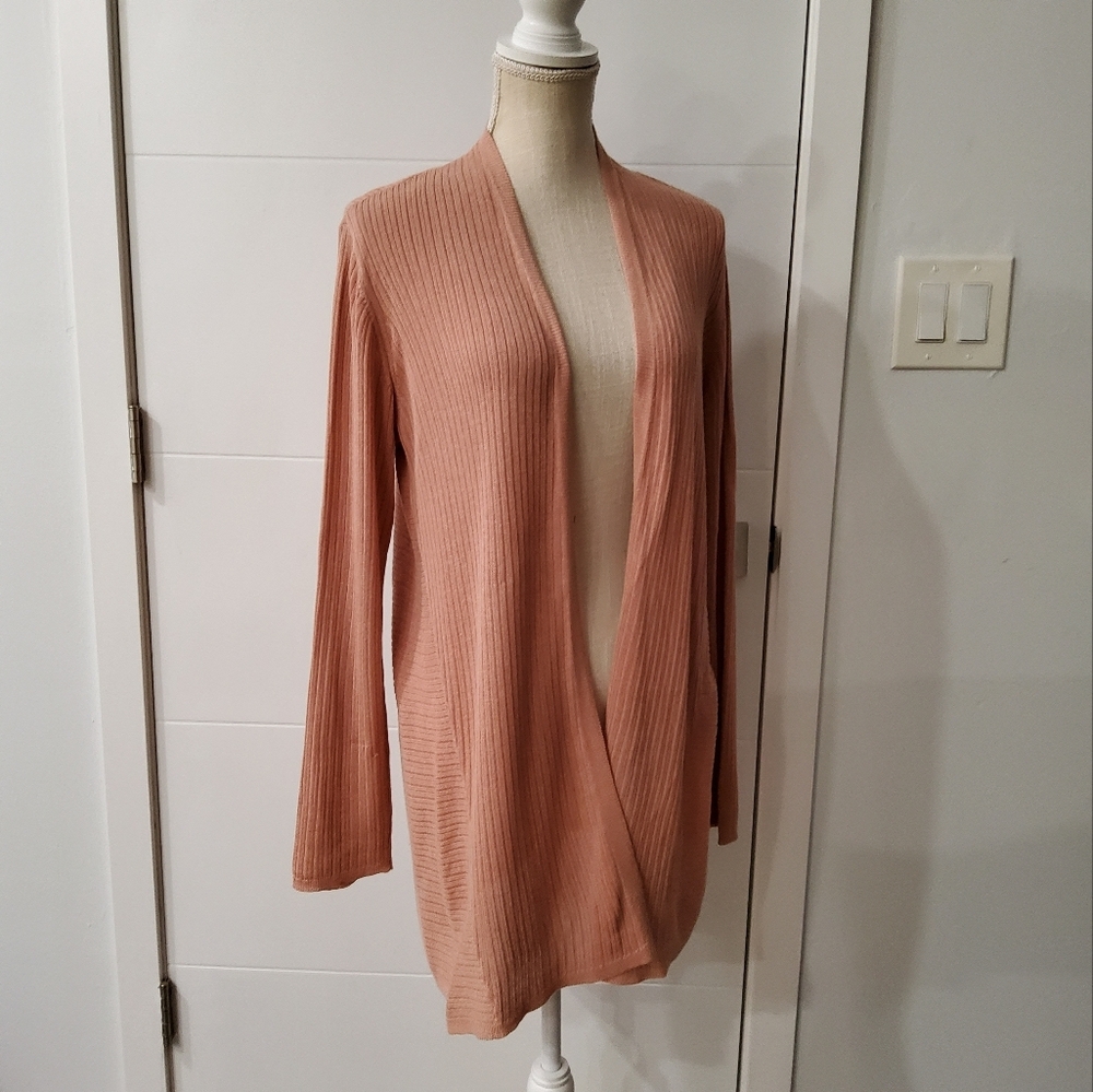 Eileen Fisher Silk/Organic Cotton Knit Open Front Cardigan Size M